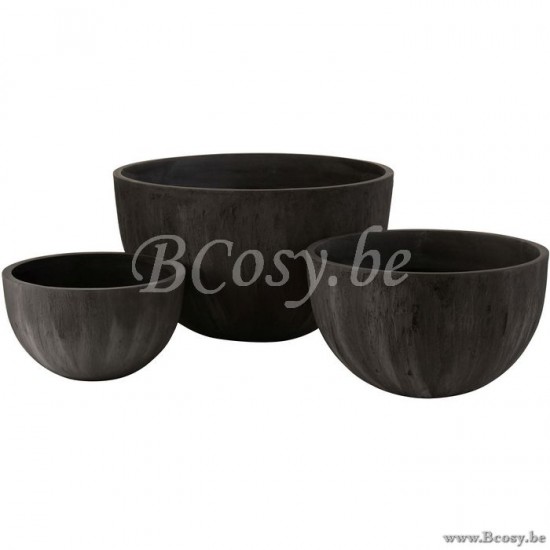 J Line Jline Set Von 3 Übertöpfen Rund Keramik Unten Schwarz blumentopf blumentoepfe blumenhalter