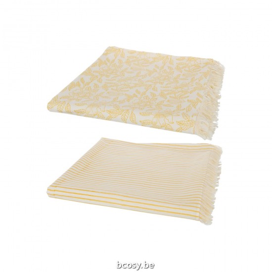 J Line Tafelkleed Indi Textiel Geel L273xB134 cm tekstiel JO34460.