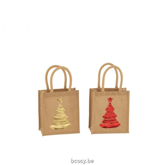 Jline Tasche Weihnachtsbaum Sequin Jute Naturell 2 Sortiert.