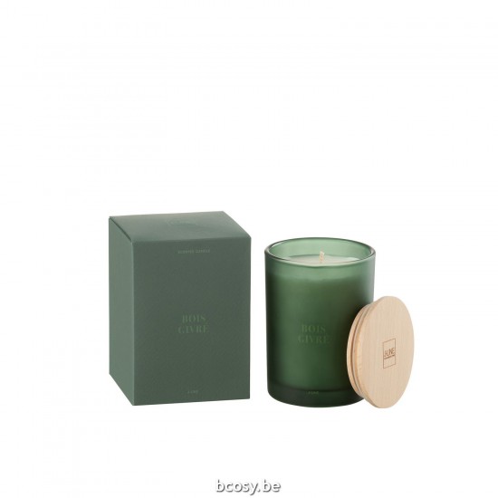 J Line bougies parfumées Jolipa Bougie Senteur Accords Essentiels Bois Givré 38H.