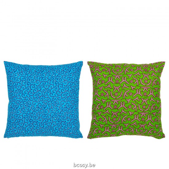J Line coussins Jolipa Coussin Motifs Tissu Vert Bleu Assortiment De 2.