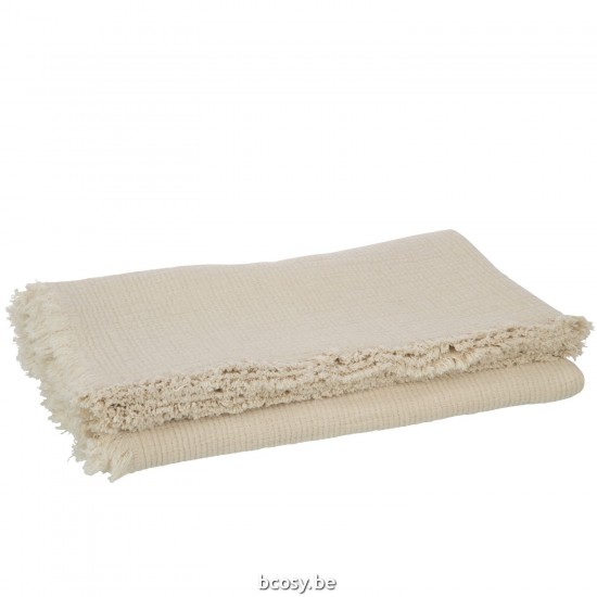 Jline Plaid Fransen Baumwollmusselin Hell Beige reisedecken.