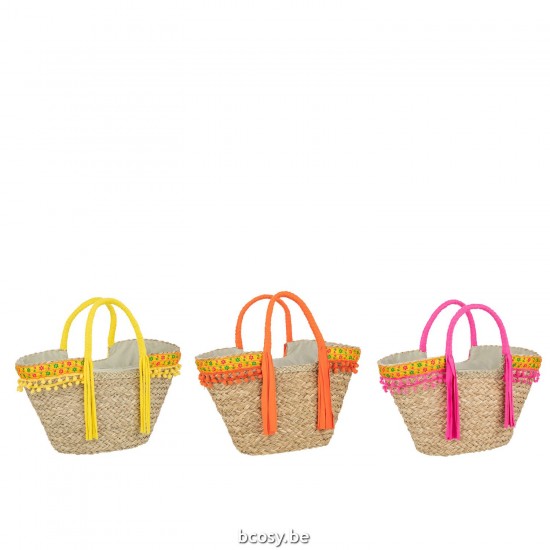 Jline Strandtas Bloemen Lang Franjes Zeegras Mix Assortiment Van 3.