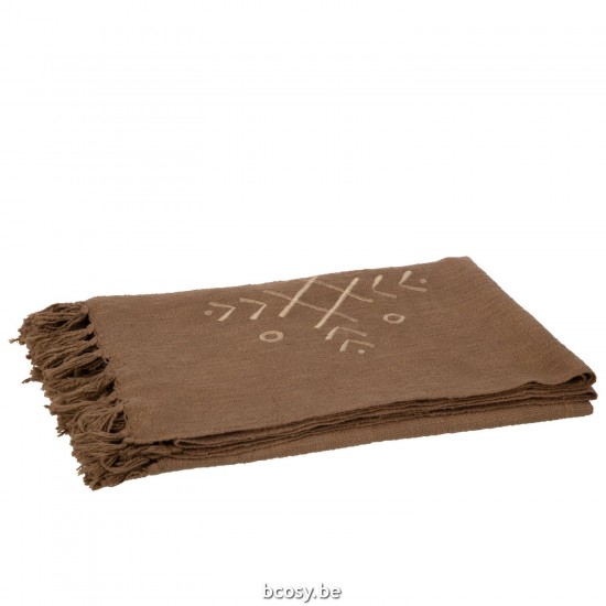 J Line Plaid Ethnic Patterns Fringes Cotton Brown throw.