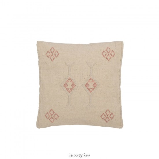 J Line coussins Jolipa Coussin Diamants Fleches Coton Creme Rose.