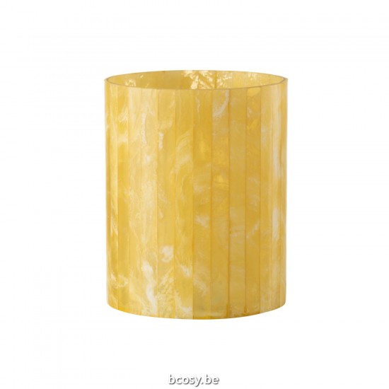 Jline Portavelas Lineas Vidrio Resina Amarillo Large.