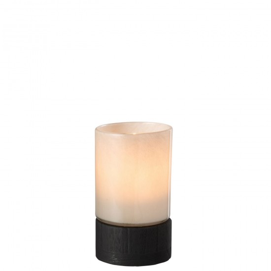 J Line Portacandela Vaso Ray Vetro Legno Di Salice Grigio Nero Small Fotosforo Jarrón Ray Vidrio Madera De Sauce Gris Negro Sm.