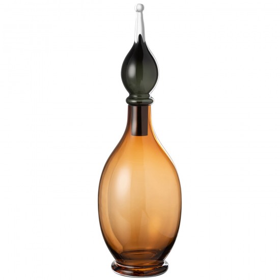 J Line Vaso Tappo Bottiglina Deco Jo Vetro Marrone Large Jarron Tapadera Phial Deco Jo Vidrio Marron Large.