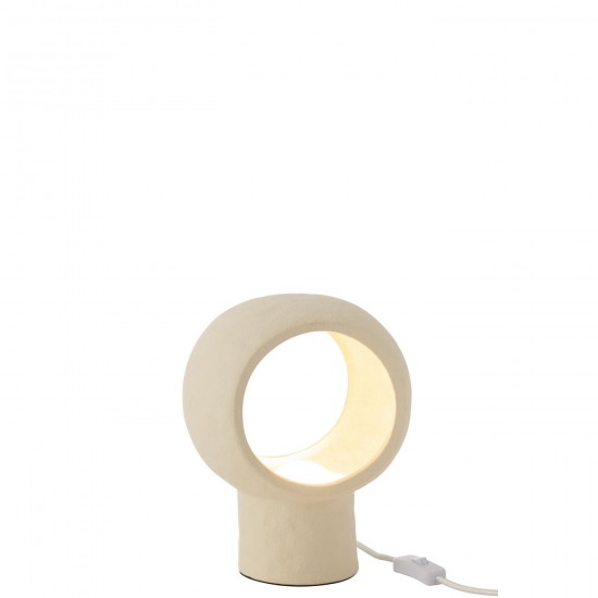 J Line Lampada Da Tavolo Cerchio Globo Vetro Pietra Beige Lampara Globo Vidrio Piedra Beige.