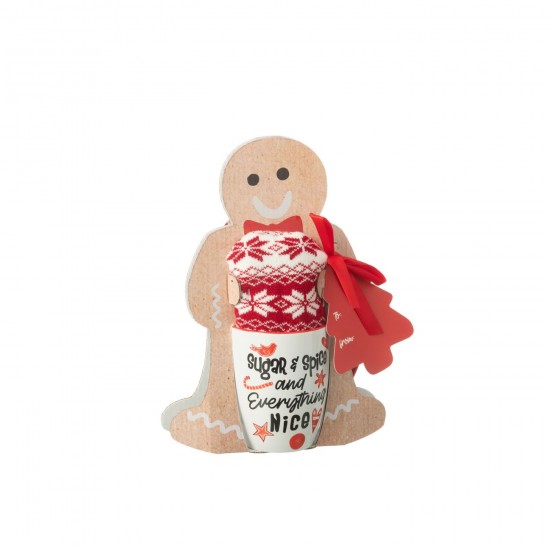 J Line Tazza Mug Calze Scatola Regalo Ceramica Rosso Taza Calcetin Caja Regalo Ceramica Rojo.