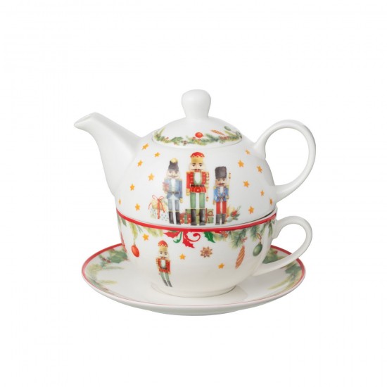 J Line Teiera Schiaccianoci Scatola Regalo Ceramica Bianco Tetera Cascanueces Caja Regalo Ceramica Blanco.