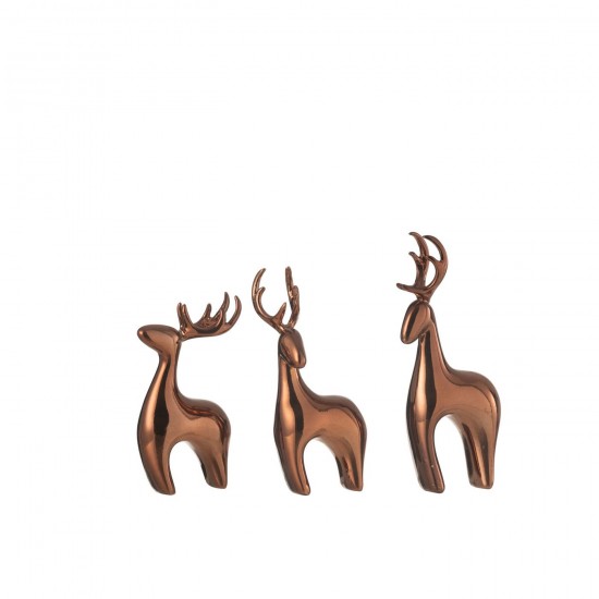 Jline Set Von 3 Rentier Resin Elektro Kupfer Tiere.