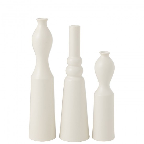 Jline Set Von 3 Vasen Leia Porzellan Matt Weiss vases.