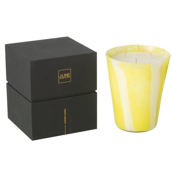 J Line Candela Profumata Noa Righe Giallo Large 95O Vela Perfumada Noa Lines Amarilla Grande 95 Horas.