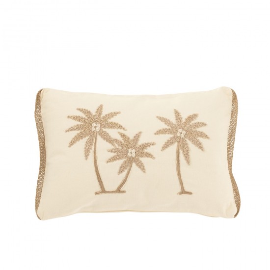 J Line Cuscino Rettangolare Palma Cotone Crema Beige Cojín Rectángulo Palmeras Algodón Crema Beige.