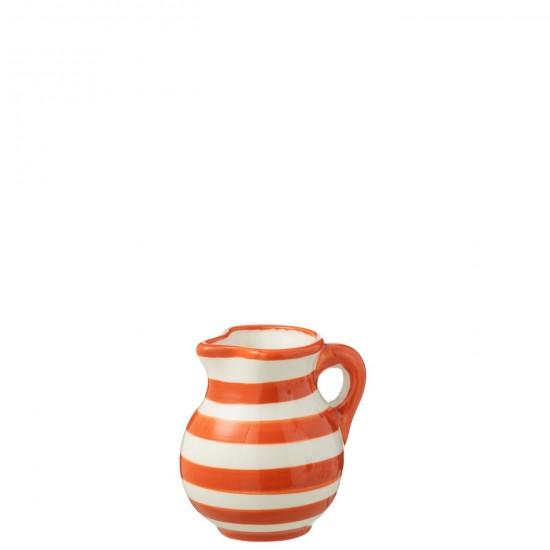 Jline Pitcher Granada Stripes Ceramic White Orange Small Geschirrserie essgeschirr.