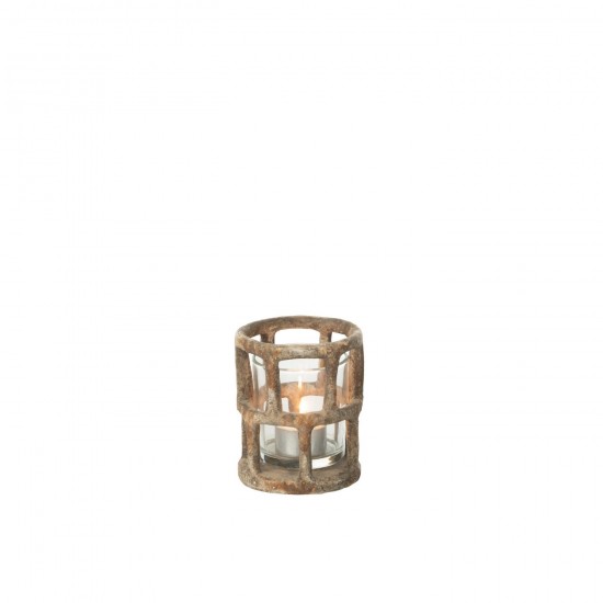 J Line Portacandele Antico Resina Vetro Small Candelabro Antiguo Poliresina Vidrio Small.