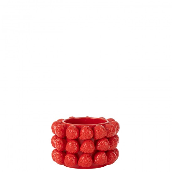 Jline Übertopf Erdbeeren Keramik Rot Small blumentopf blumentoepfe blumenhalter.