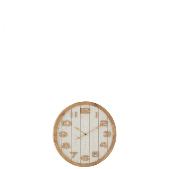 J Line Orologio Da Parete Legno Mdf Bianco Naturale Small Reloj De Pared Madera Mdf Blanco Natural S.