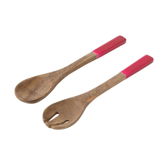 Jline Set Von 2 Salatbesteck Mangoholz Pink Natur Geschirrserie essgeschirr.