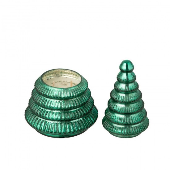 Jline Vela Perfumada Árbol Acanalado Vidrio Verde Large.