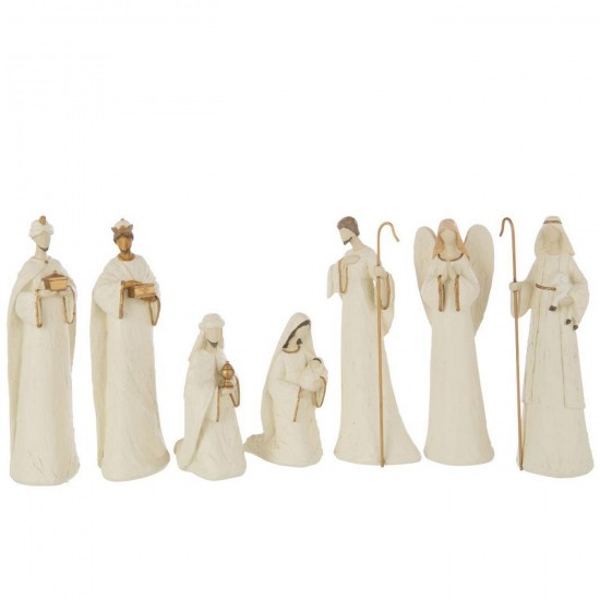 Jline Krippe 7 Stücke Limettenpulver Ekru Goldfarben Weihnachtsstaelle Weihnachtsstall Weihnachtskrippen.