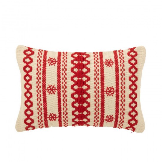 Jline Cojín Rayas Copos De Nieve Algodón Rojo Navidad Blanco.
