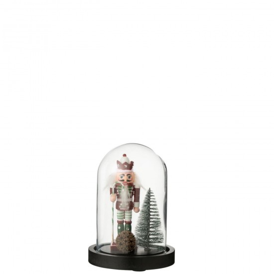 Jline Dekorative Glocke Nussknacker Glas Weihnachtsrot Dunkelgrün Small Sortiert 4 glocken klingeln schellen.