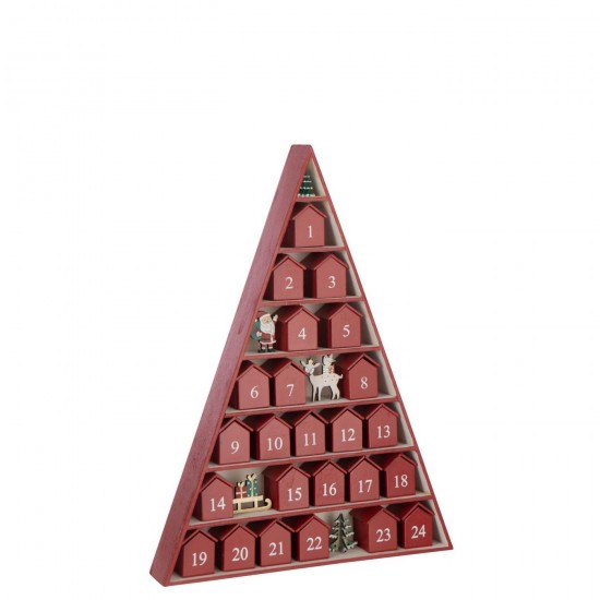 Jline Árbol House Advent Calendar Contrachapado Rojo Navidad.