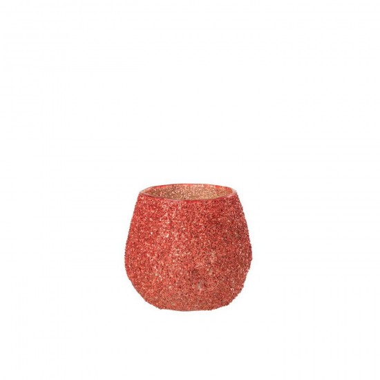 J Line Porta T Light Vetro Rosso Natale Small Portavelas Vidrio Rojo Navidad Small.