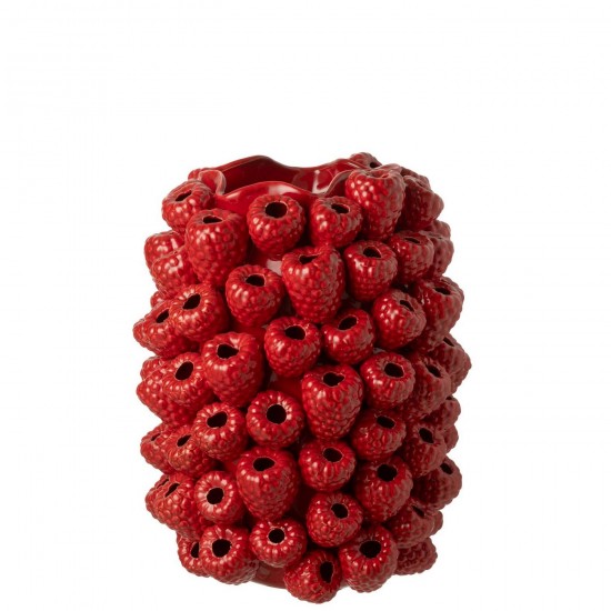 Jline Vase Berry Relief Ton Weihnachtsrot Große Vasen hohe Vasen.