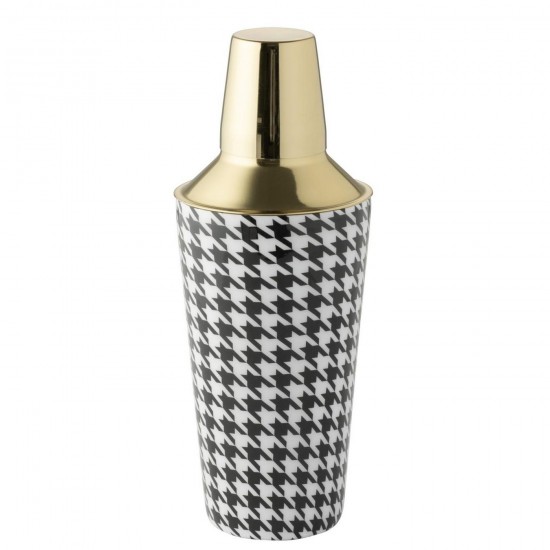 Jline Coctelera Pied De Poule Acero Inoxidable Negro Blanco.