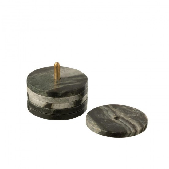 Jline Caja De 6 Posavasos Redondo Mármol Negro Gris Claro.