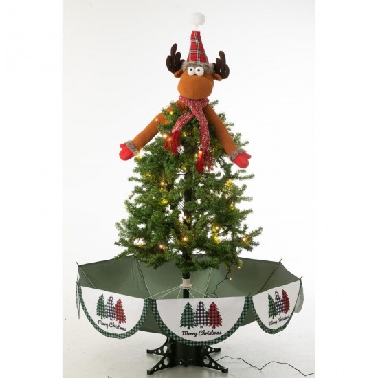 J Line Albero Led Renna Innevato Ferro Rosso Natale Verde.