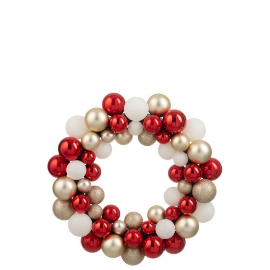 J Line Corona Pallina Di Natale Plastica Rosso Natale Oro Guirnalda Adornos Navideños Plástico Rojo Navidad Dorado.