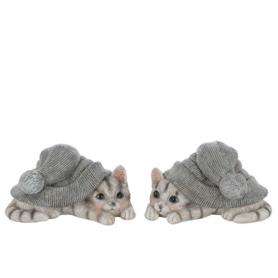 Jline Katze Hut Polyresin Grau Blau Weiß Large Sortiert 4 katzen.