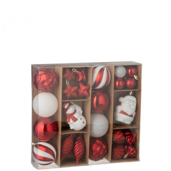 Jline Dose Von 28 Weihnachtskugel Plastik Weihnachtsrot Weiß weihnachtskugeln christbaumkugeln.