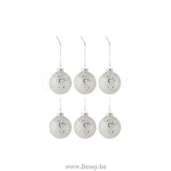 J Line Jline Dose Von 6 Weihnachtskugel Sterne Glas Silber Small weihnachtskugeln christbaumkugeln