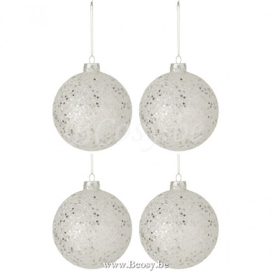 J Line Jline Dose Von 4 Weihnachtskugel Sterne Glas Silber Large weihnachtskugeln christbaumkugeln