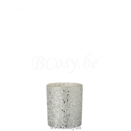 J Line 6527 T Lichthouder Sterretjes Glas Zilver 10H T theelichten theelichthouders