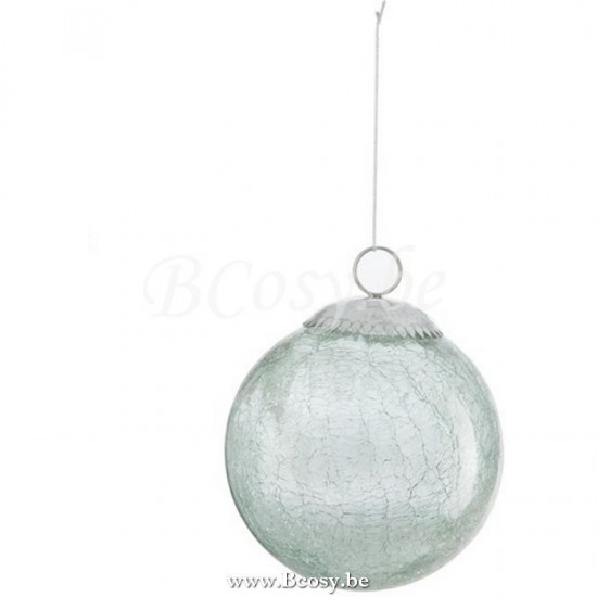 J Line Jline Palla Di Natale Vetro Screpolato Verde Menta Medium Bola De Adorno Cristal Craquelado Menta Medium