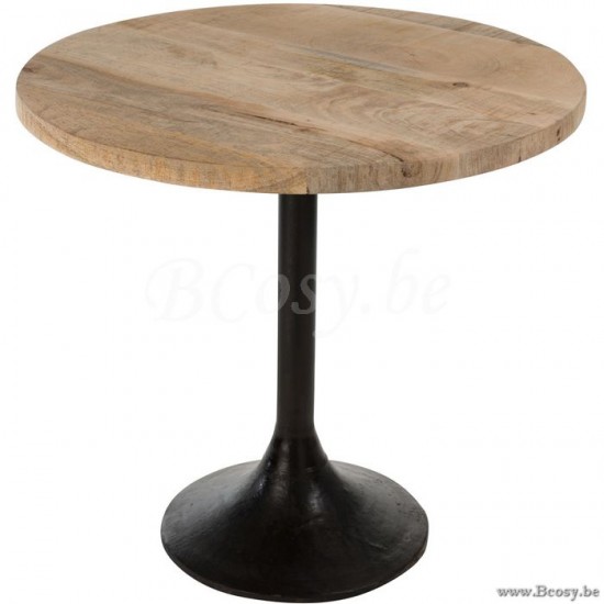 J Line Jline Table Bar Round Wood Metal Natural Black