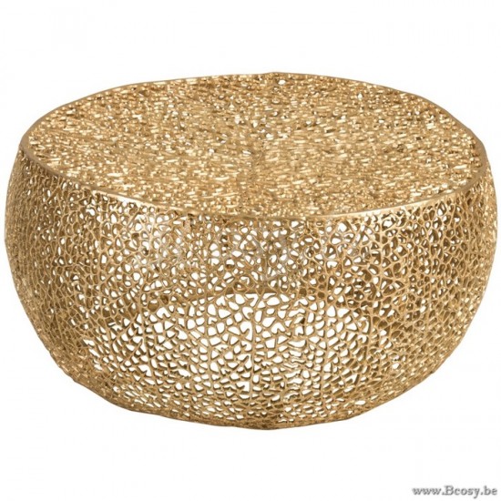 J Line Jline Coffee Table Round Coral Pattern Aluminium Gold coffee tables