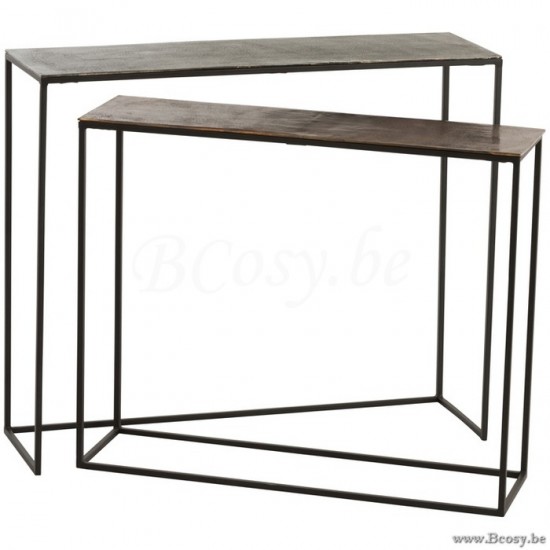 J Line Jline Set Of 2 Consoles Rectangular Aluminium Black Mix sidetables