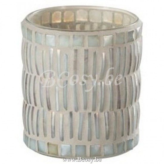 J Line Jline Kerzenhalter Mosaik Rund Glas Zement Perlmutt Grau Medium t lichthalter teelichtleuchter teelichte