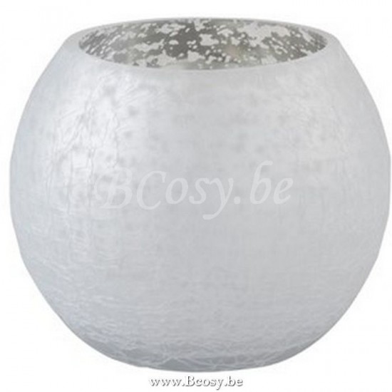 J Line Jline Portacandele Palla Screpolato Vetro Giallo Opaco Lucido Argento Small Fotosforo Bola Agrietado Cristal Mate Brillante Plata Small