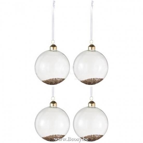 J Line Jline Dose Von 4 Weihnachtskugel Deko Glas Klar Gold Medium weihnachtskugeln christbaumkugeln