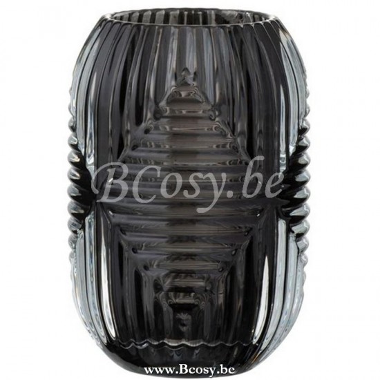 J Line Jline Porta T Light Alto Righe Vetro Grigio Portavelas Alto Lineas Vidrio Gris