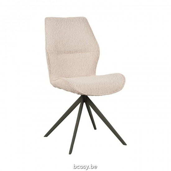 LABEL51 Dining chair Black Frame Comfy Natural Boucle.