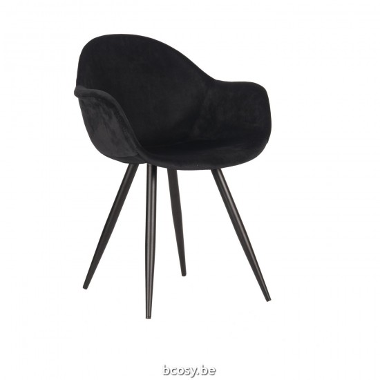 LABEL 51 Chaise de salle à manger Forli Noir Velours.